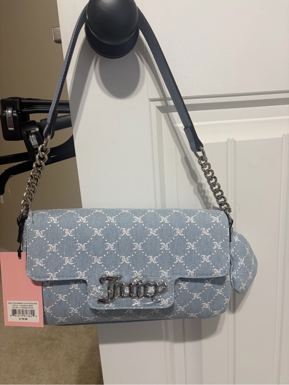 Juicy Couture Light Blue Monogram Shoulder Bag